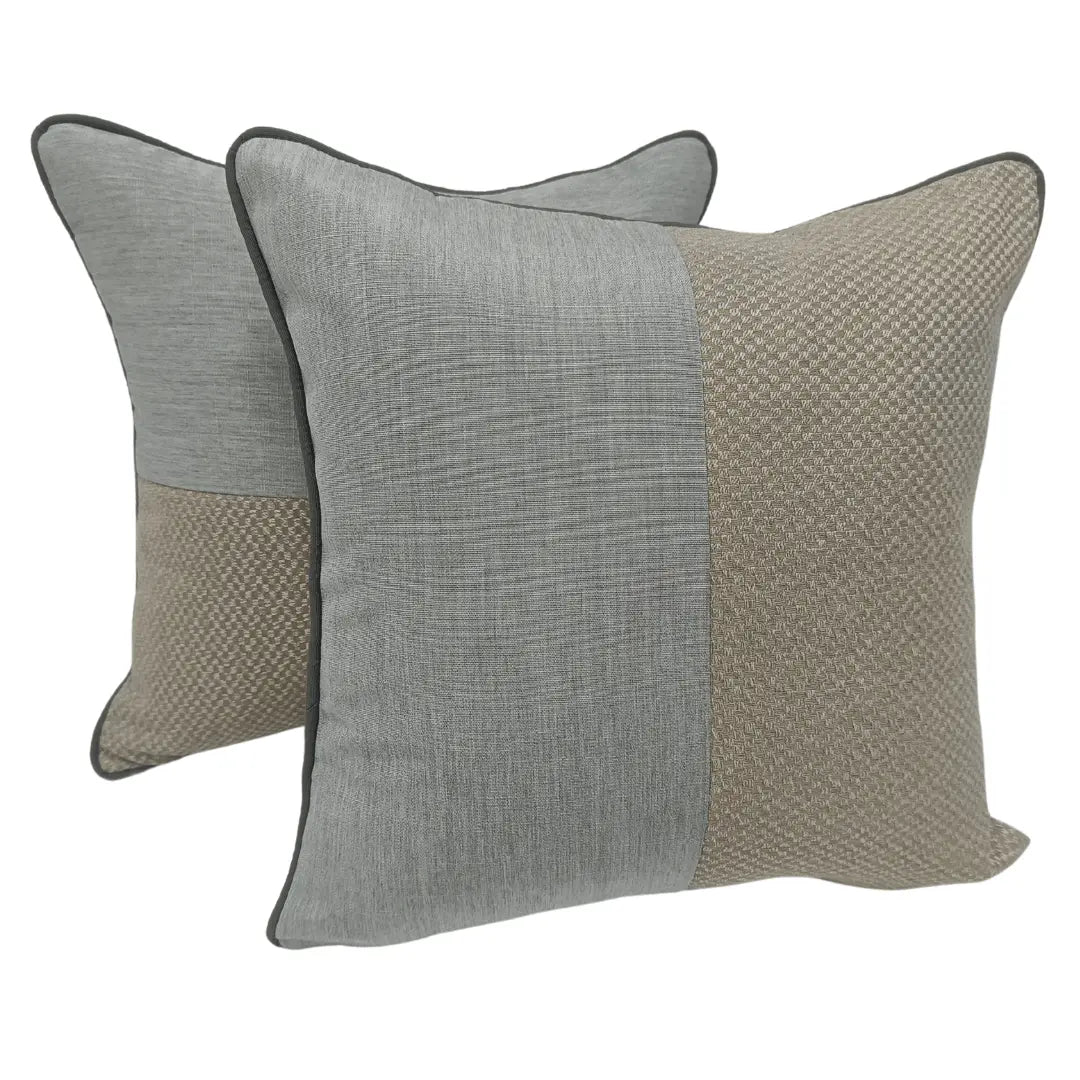 Two-Tone Textured Pillow Covers with Piping (16x16, Set of 2) | ZIPCushions