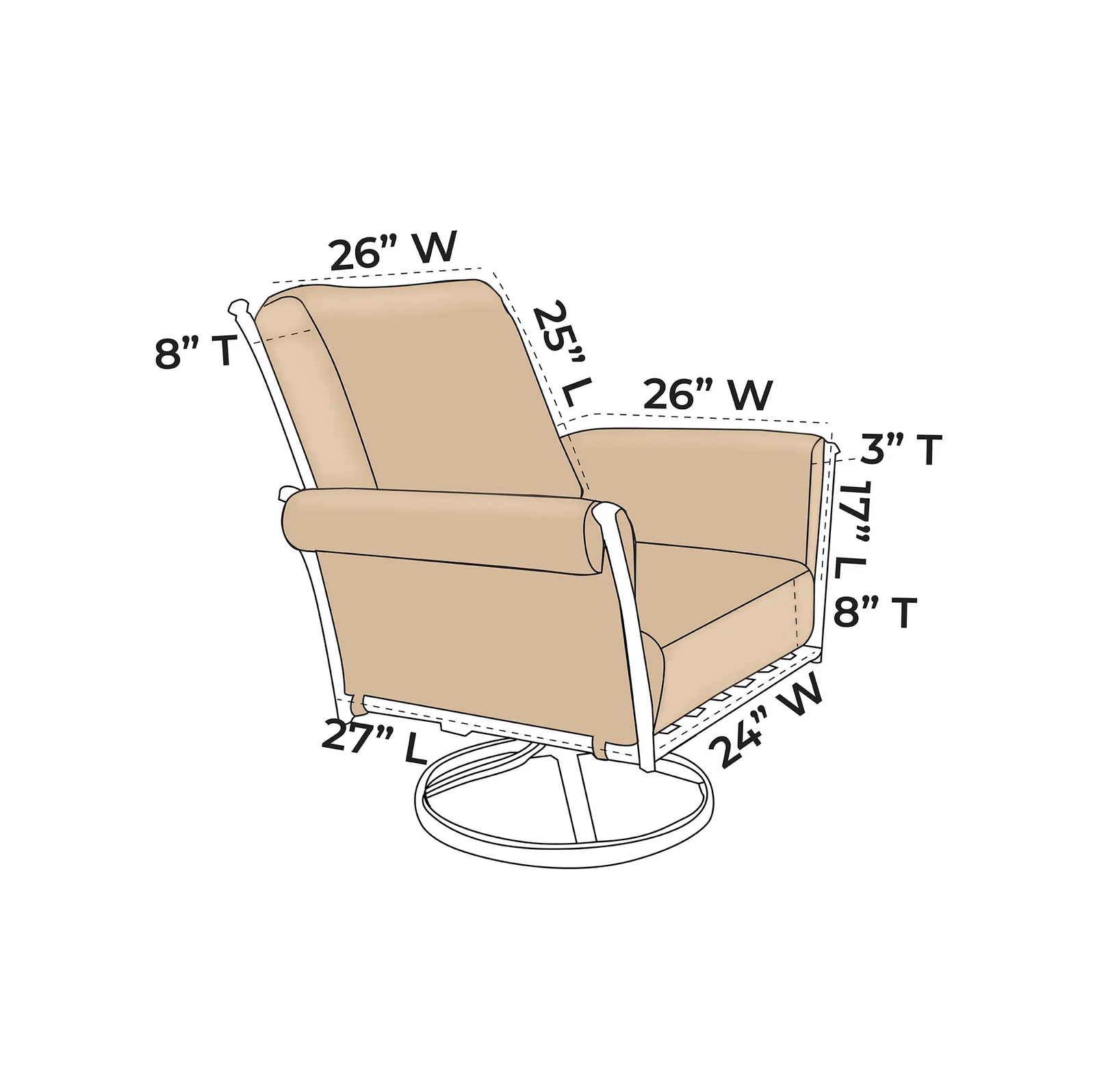 OW Lee Vista Swivel Rocker Lounge Chair Replacement Cushions |  ZIPCushions