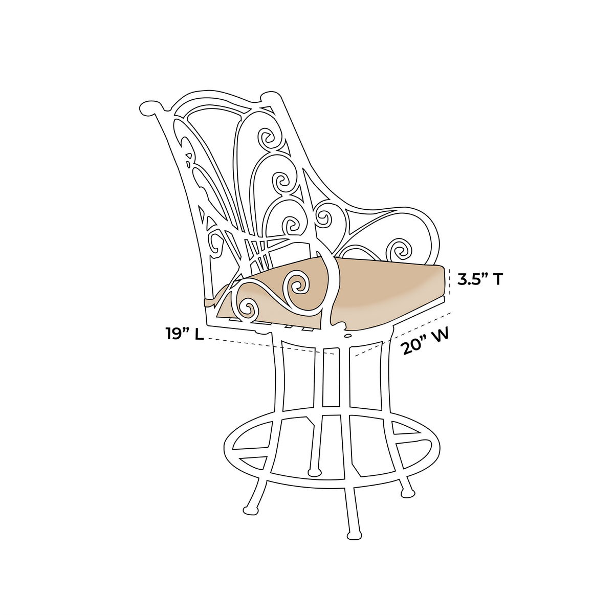 OW Lee Ashbury Swivel Counter Stool Replacement Cushions