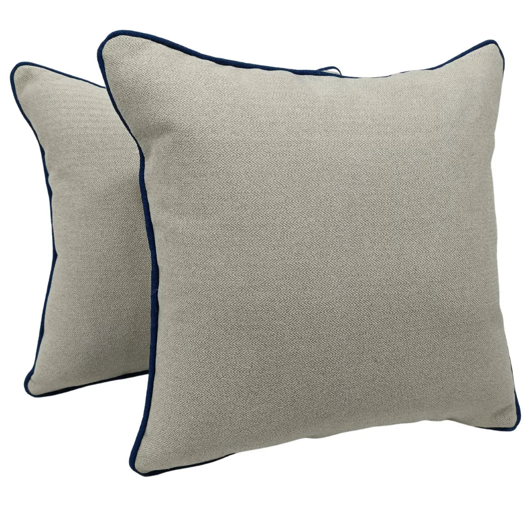Chic Off-White Pillow Covers with Blue Accents (16x16, Set of 2) | ZIPCushions