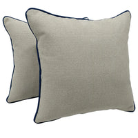 Chic Off-White Pillow Covers with Blue Accents (16x16, Set of 2)