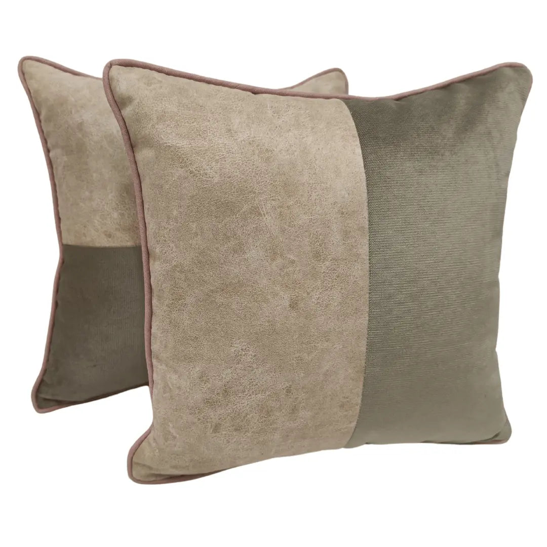 Elegant Sage & Beige Decorative Pillow Covers (16x16, Set of 2) | ZIPCushions