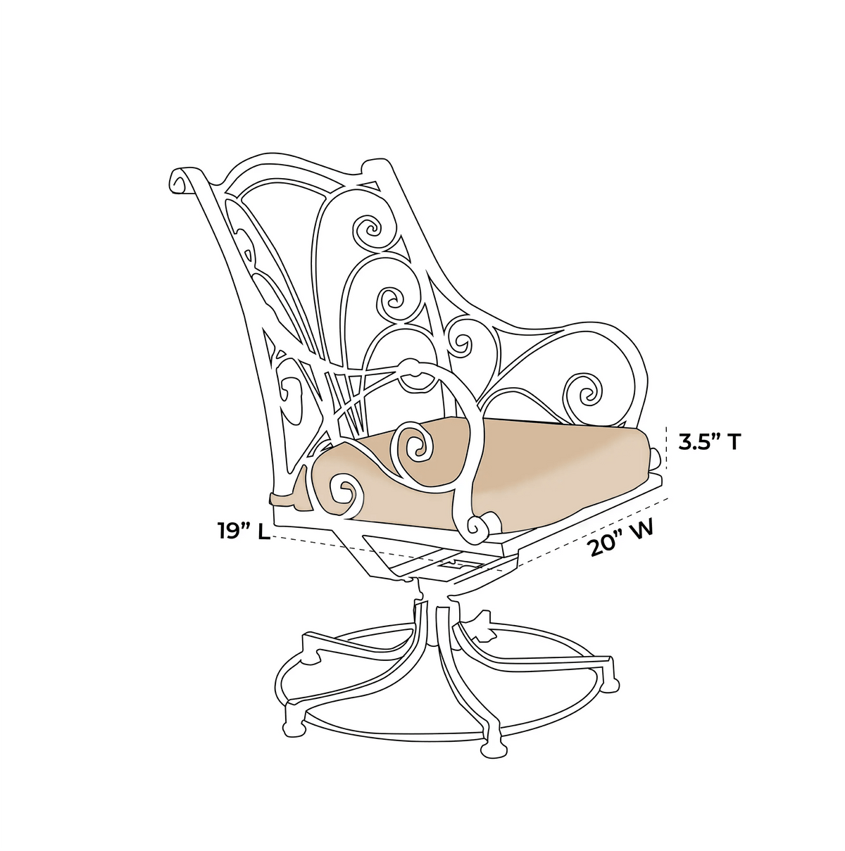 OW Lee Ashbury Swivel Dining Chair Replacement Cushions |  ZIPCushions