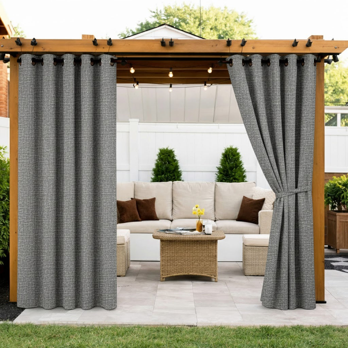 Sunbrella Bliss Smoke Curtain - Image 3 | ZIPCushions - view 2