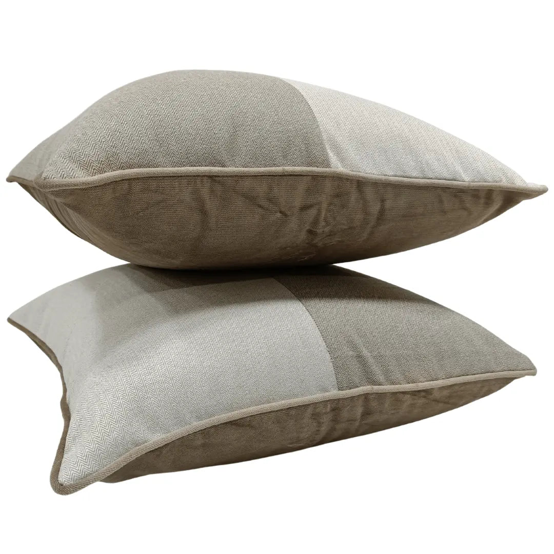 Neutral-Toned Patchwork Pillow Covers (22×22, Set of 2) | ZIPCushions