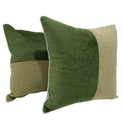 Green & Beige Dual-Tone Pillow Covers (22x22, Set of 2)