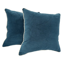 Luxurious Blue Velvet Pillows (16×16, Set of 2)