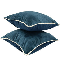 Luxurious Blue Velvet Pillows (16×16, Set of 2)