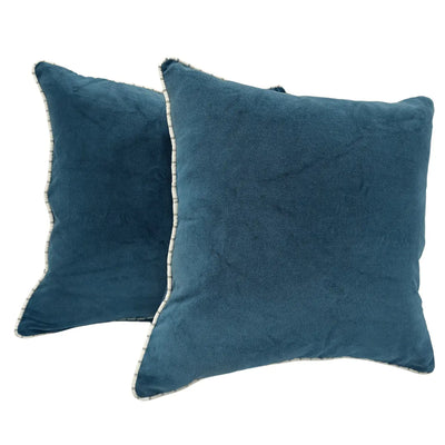 Luxurious Blue Velvet Pillows (16×16, Set of 2)