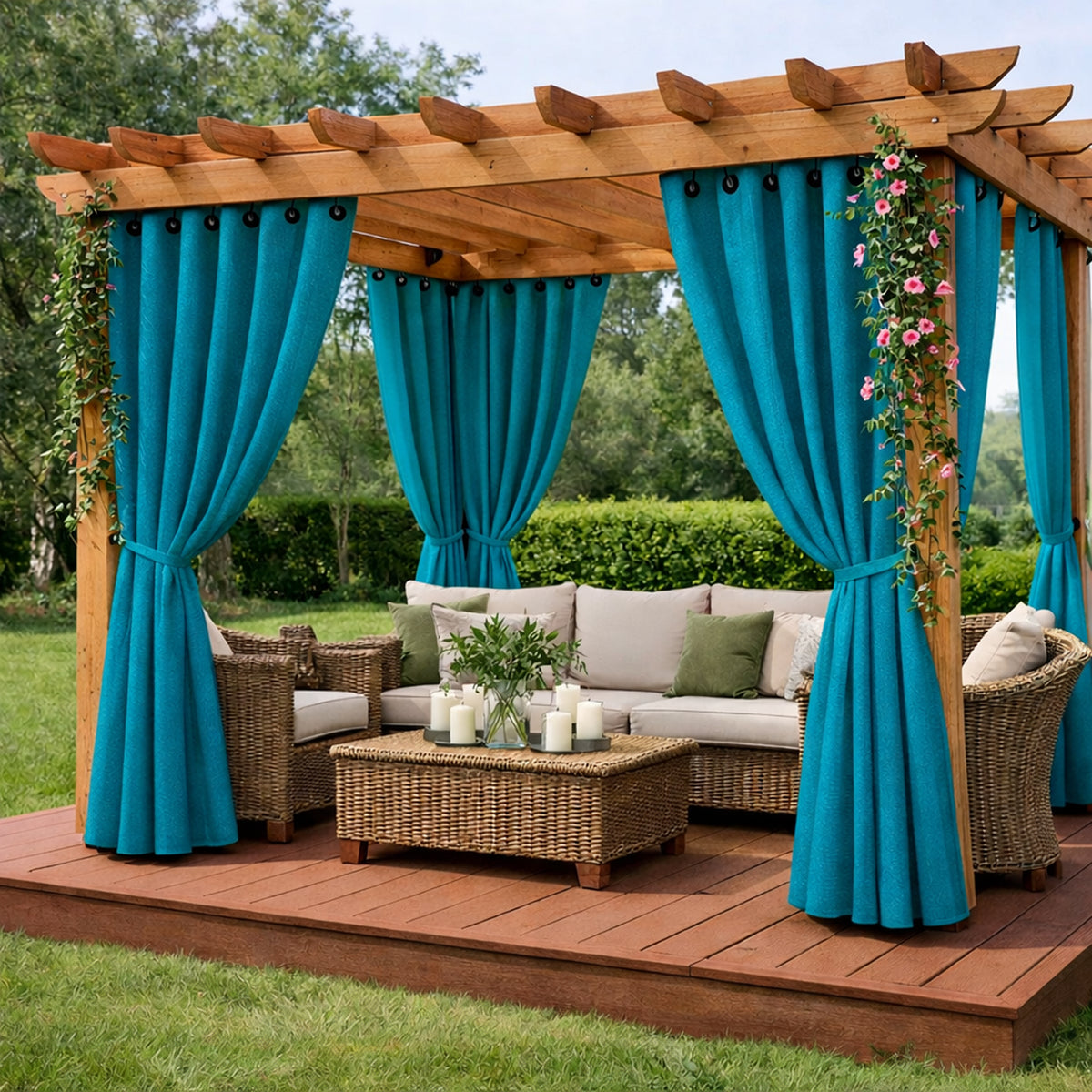 Sunbrella Speclium Peacock Curtain