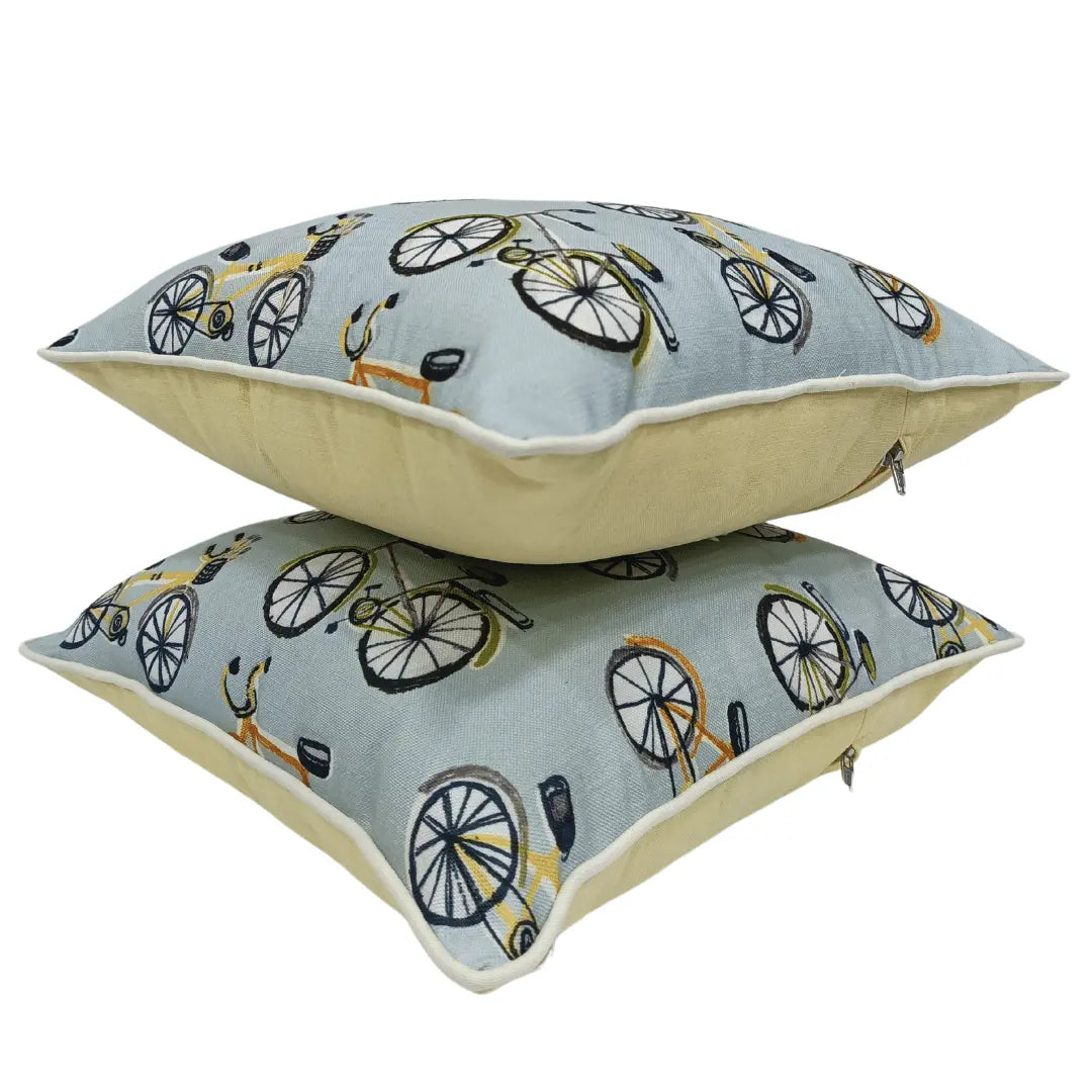 Playful Bicycle Print Pillow Covers | ZIPCushions - view 2