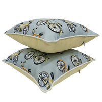 Playful Bicycle Print Pillow Covers