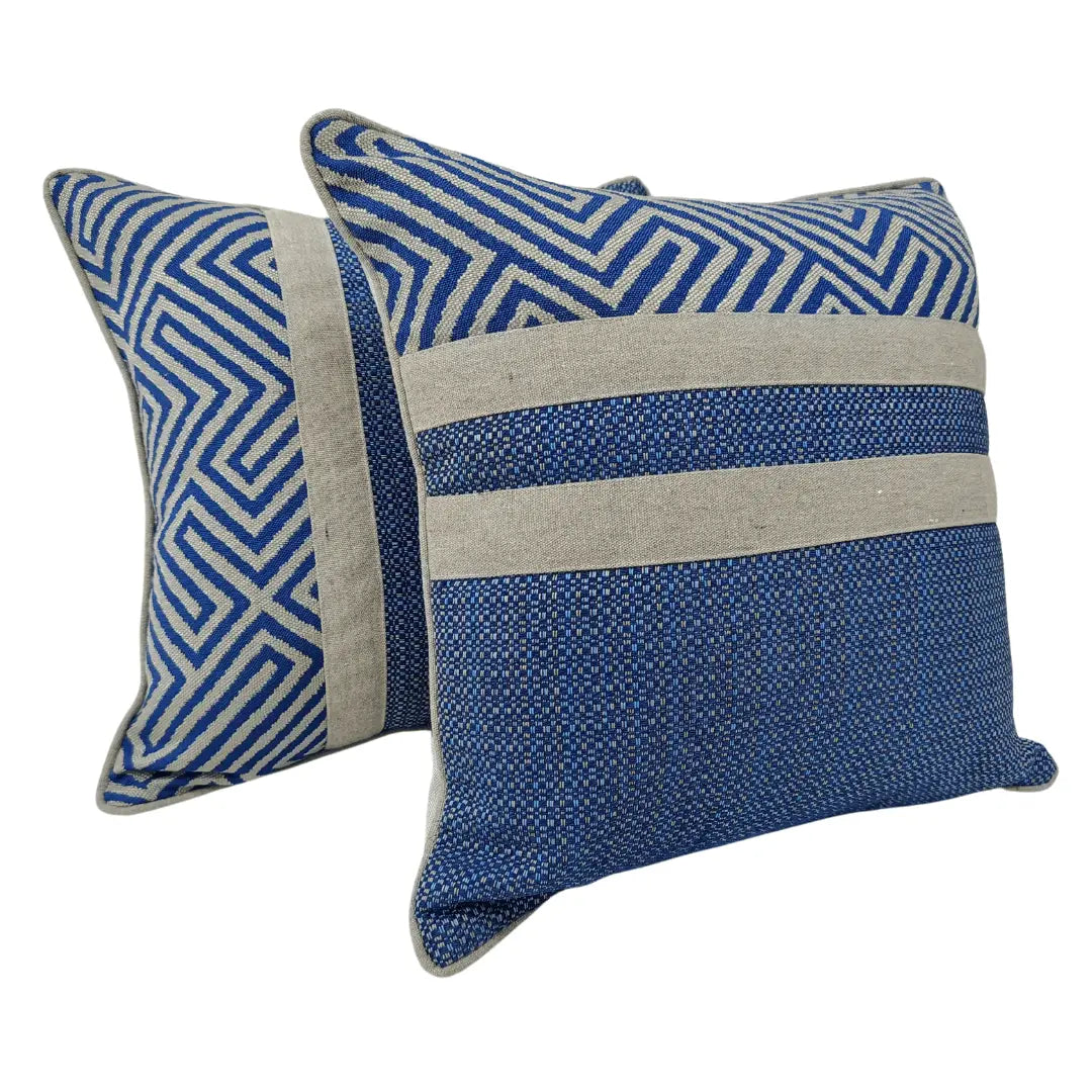Geometric Blue Outdoor Pillow Covers (18x18, Set of 2) |  ZIPCushions