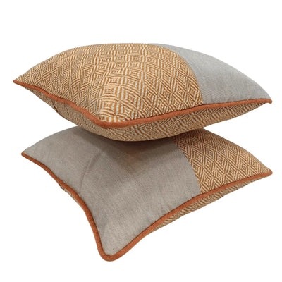 Contemporary Split-Pattern Indoor-Outdoor Pillow Covers (16x16, Set of 2) - Alternate image