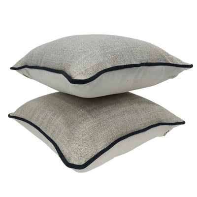 Textured Neutral Pillow Covers with Black Piping (16x16, Set of 2) - Alternate image