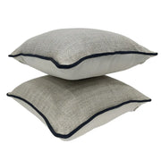 Textured Neutral Pillow Covers with Black Piping (16x16, Set of 2) | ZIPCushions
