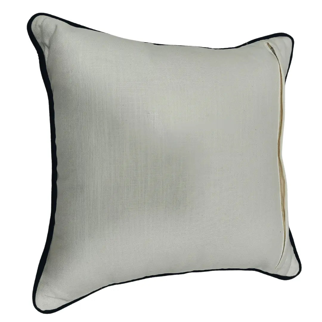 Textured Neutral Pillow Covers with Black Piping (16x16, Set of 2) | ZIPCushions - view 3