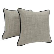 Textured Neutral Pillow Covers with Black Piping (16x16, Set of 2) | ZIPCushions
