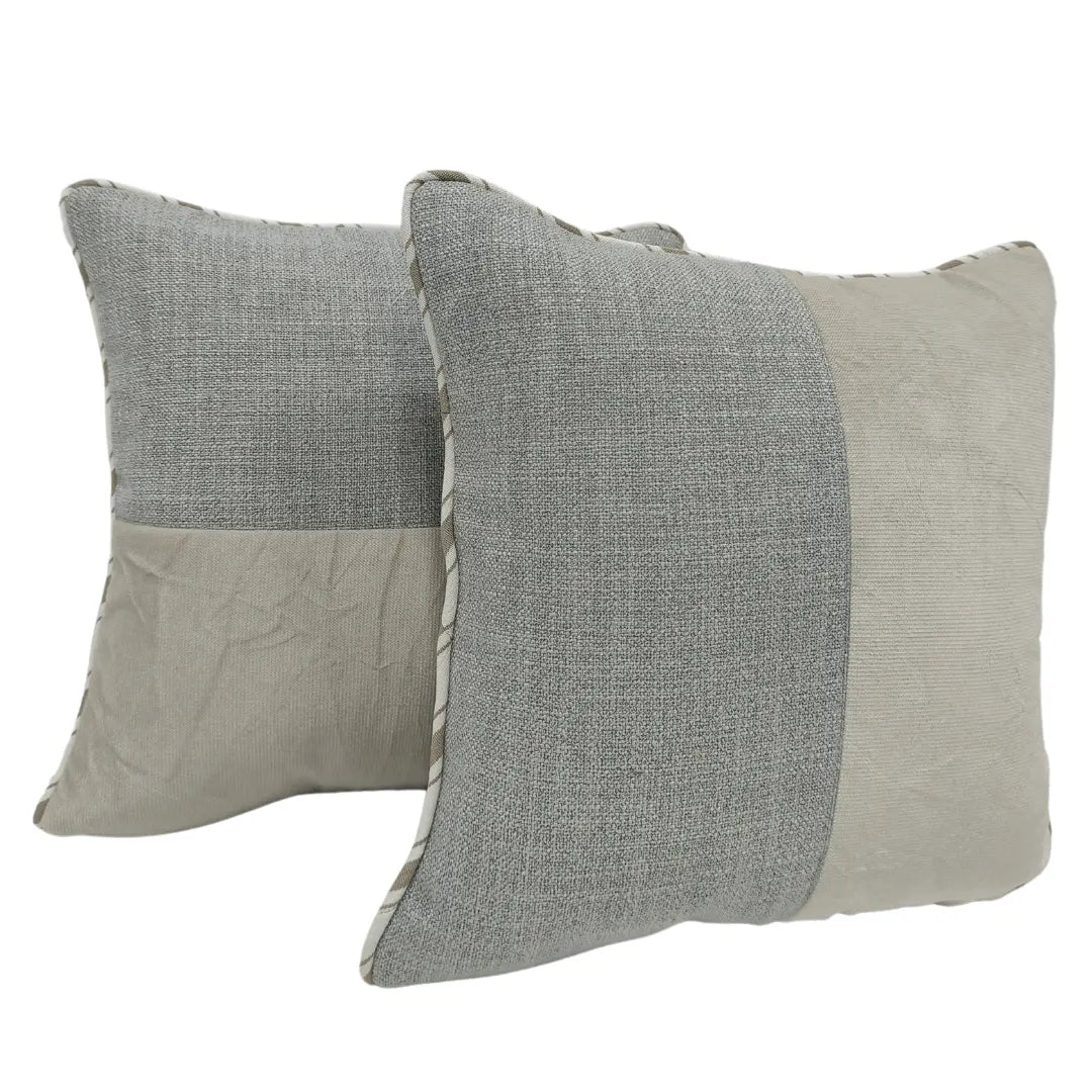 Dual-Tone Textured Pillow Covers in Gray & Off-White (16x16, Set of 2) | ZIPCushions