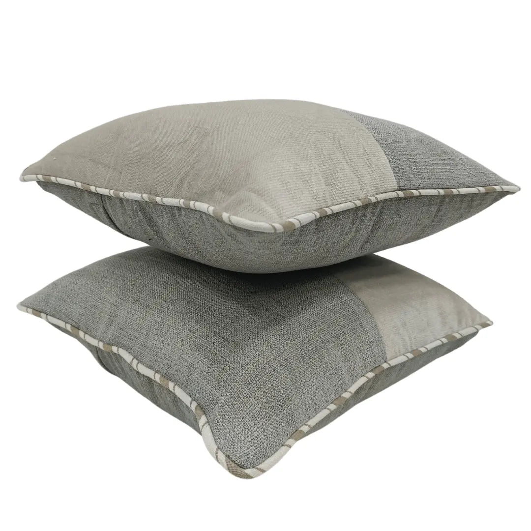 Dual-Tone Textured Pillow Covers in Gray & Off-White (16x16, Set of 2) | ZIPCushions - view 2