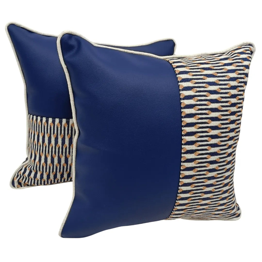 Elegant Dual-Tone Pillow Covers with Textured Detailing (16×16, Set of 2) | ZIPCushions