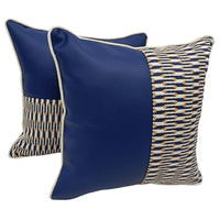 Elegant Dual-Tone Pillow Covers with Textured Detailing (16×16, Set of 2)
