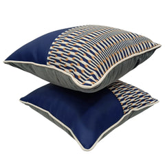Elegant Dual-Tone Pillow Covers with Textured Detailing (16×16, Set of 2) - Hover Image