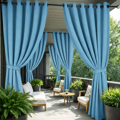 Sunbrella Canvas Sky Blue Curtain - alternate view