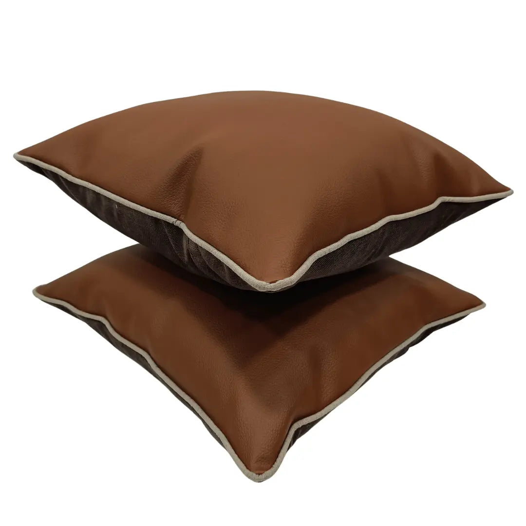 Classic Brown & Espresso Dual-Tone Pillow Covers (16×16, Set of 2) | ZIPCushions - view 2