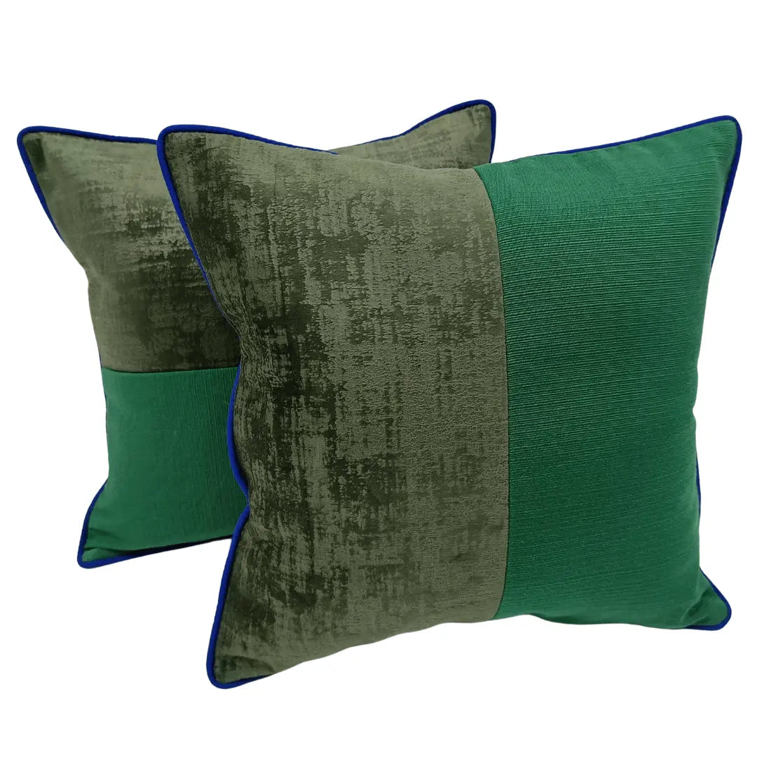 Lush Green Pillow Covers with Bold Accents (16×16, Set of 2) | ZIPCushions