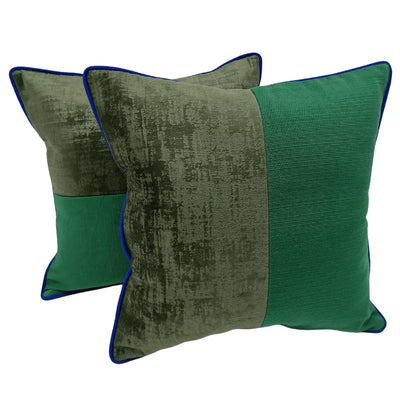 Lush Green Pillow Covers with Bold Accents (16×16, Set of 2)