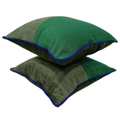 Lush Green Pillow Covers with Bold Accents (16×16, Set of 2) - Hover Image
