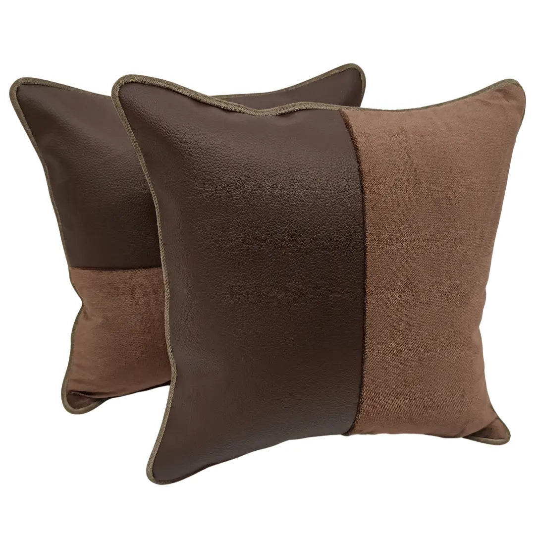 Modern Dual-Tone Pillow Covers in Rich Brown Hues (16x16, Set of 2) | ZIPCushions