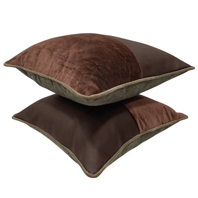 Modern Dual-Tone Pillow Covers in Rich Brown Hues (16x16, Set of 2) - Alternate image
