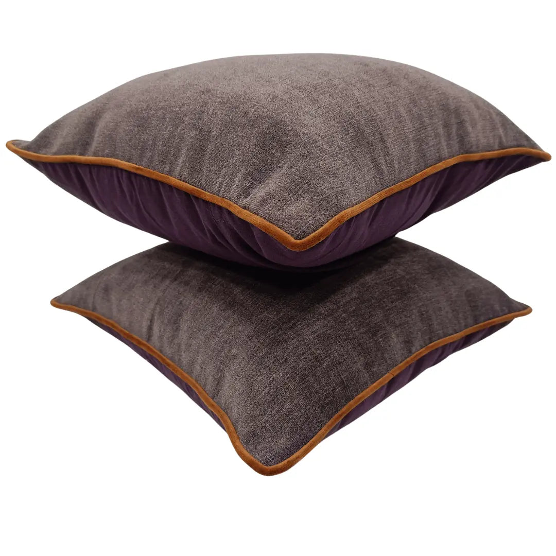 Luxurious Textured Pillow Covers with Contrast Piping (16x16, Set of 2) | ZIPCushions - view 2