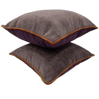 Luxurious Textured Pillow Covers with Contrast Piping (16x16, Set of 2) - Alternate image