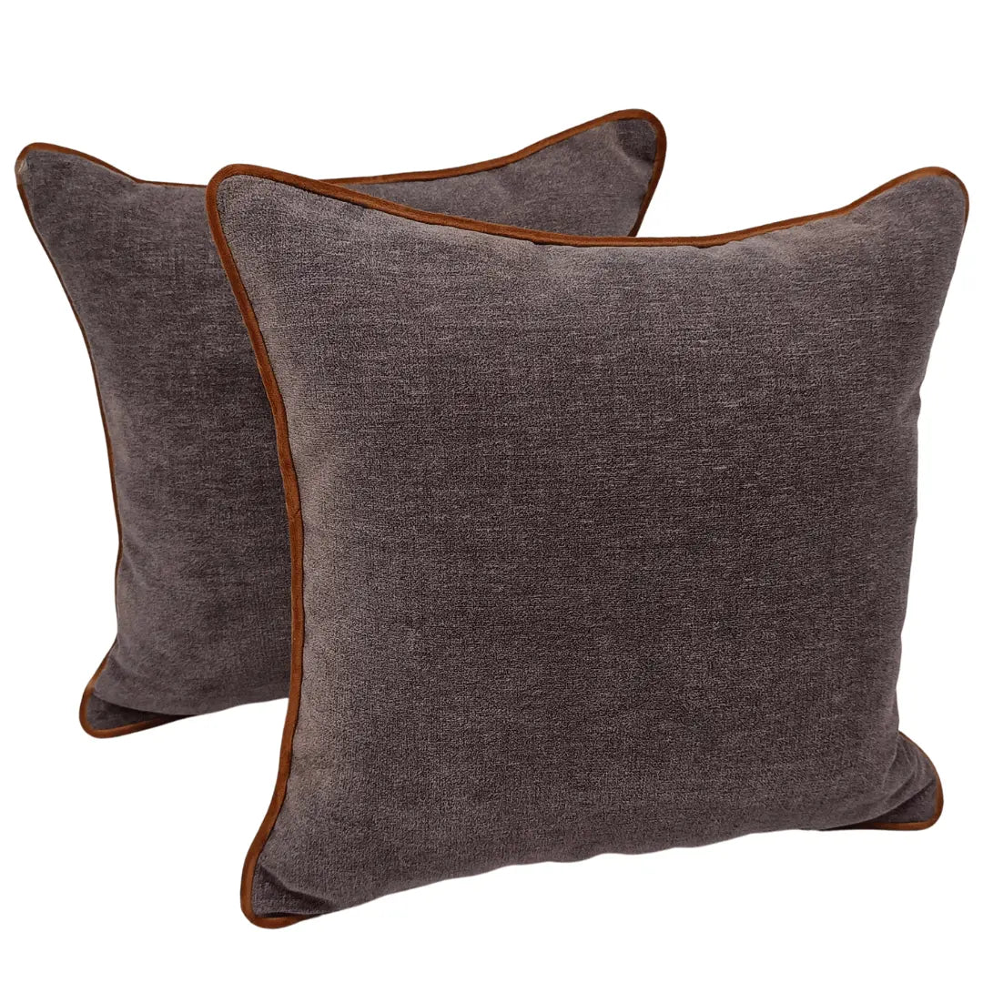 Luxurious Textured Pillow Covers with Contrast Piping (16x16, Set of 2) | ZIPCushions