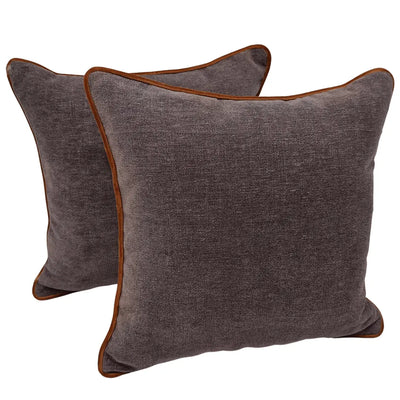 Luxurious Textured Pillow Covers with Contrast Piping (16x16, Set of 2)