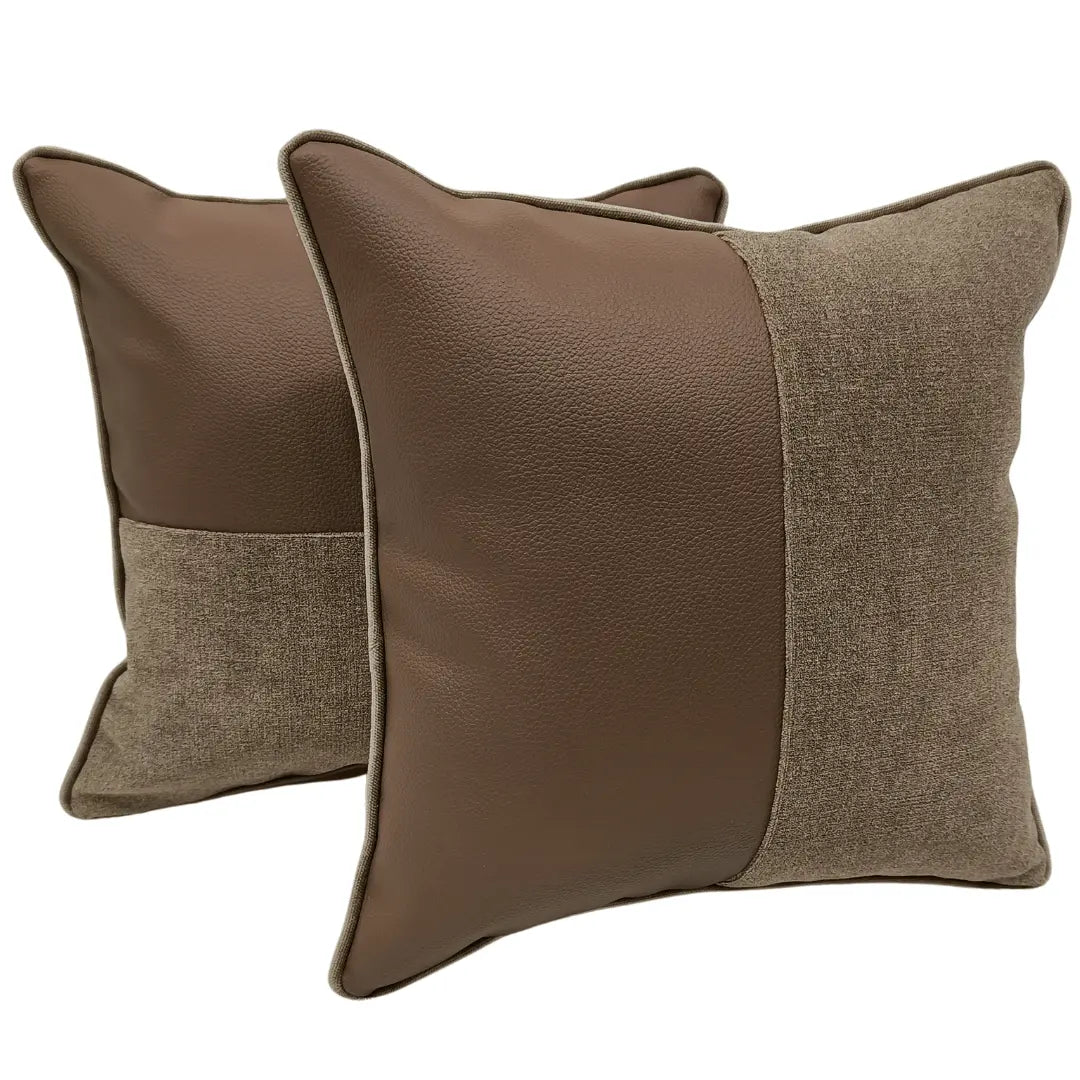 Classic Brown & Beige Pillow Covers (Set of 2, 16x16) | ZIPCushions
