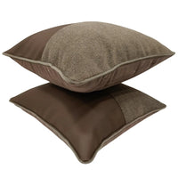 Classic Brown & Beige Pillow Covers (Set of 2, 16x16)