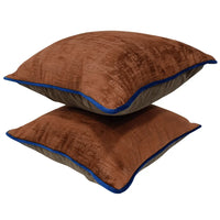 Rust & Taupe Velvet Throw Pillow Covers (16×16, Set of 2)