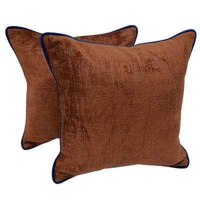 Rust & Taupe Velvet Throw Pillow Covers (16×16, Set of 2)