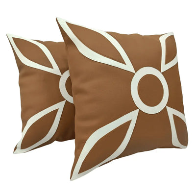 Geometric Leather-Like Pillow Covers  (18x18, Set of 2)