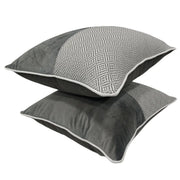 Elegant Split-Design Gray and White Pillow Covers (16×16, Set of 2) | ZIPCushions