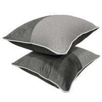 Elegant Split-Design Gray and White Pillow Covers (16×16, Set of 2)