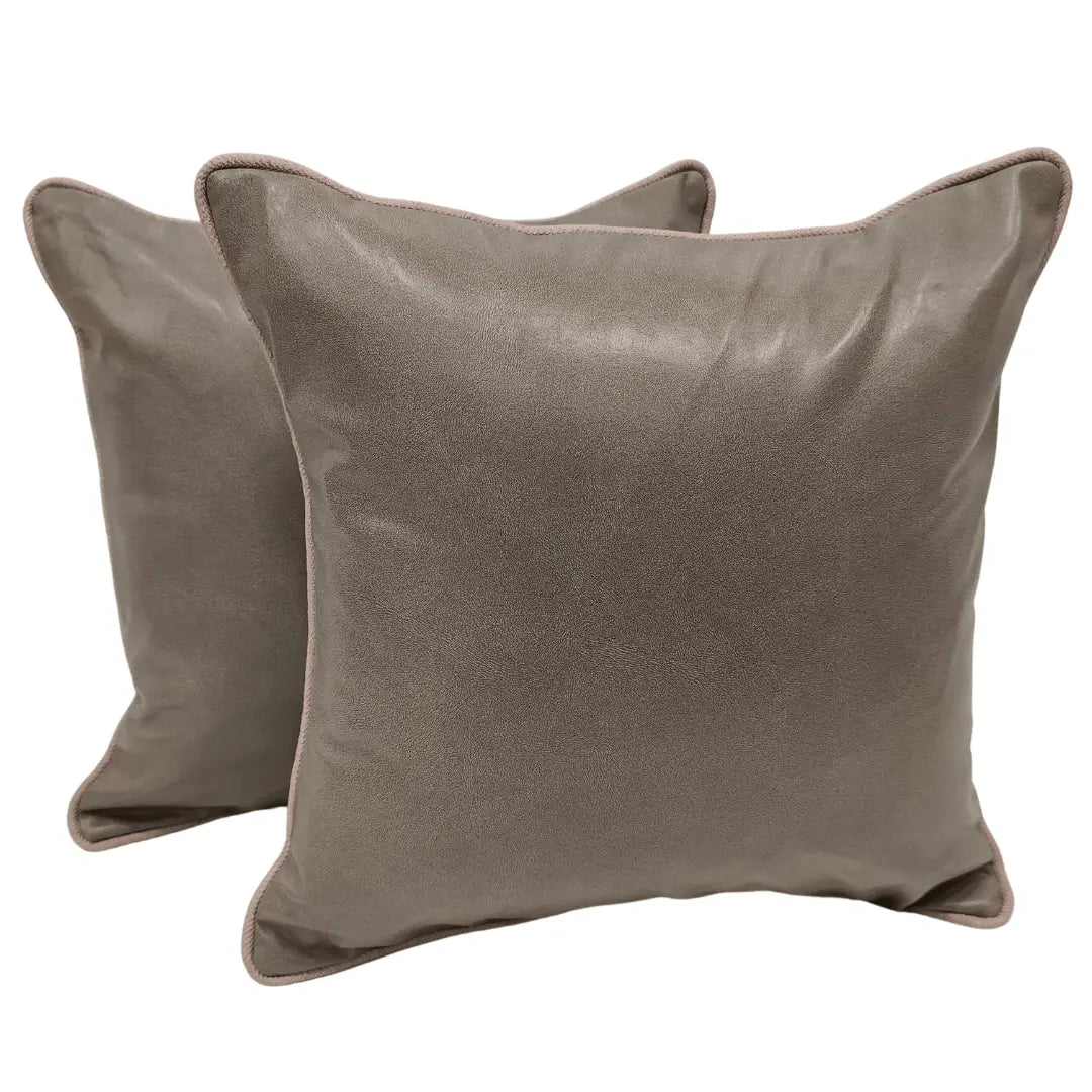 Taupe Faux Leather Pillow Covers (16x16, Set of 2) | ZIPCushions