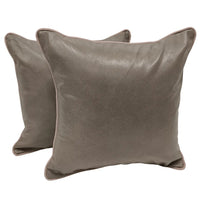 Taupe Faux Leather Pillow Covers (16x16, Set of 2)