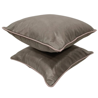Taupe Faux Leather Pillow Covers (16x16, Set of 2) - Alternate image