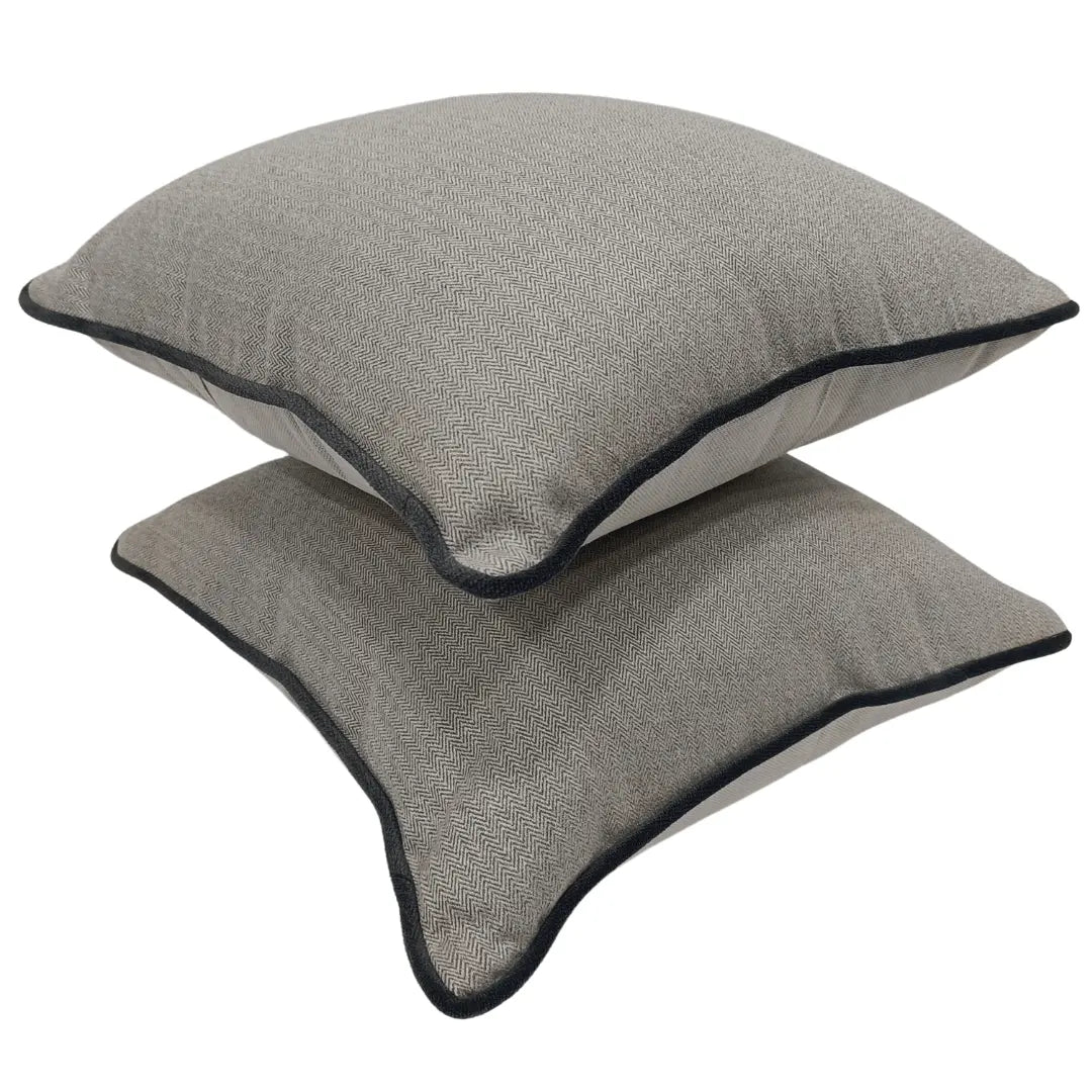 Gray Herringbone Pillow Covers (16x16, Set of 2) | ZIPCushions - view 2