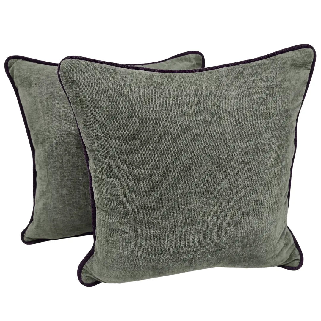 Muted Green & Mustard Contrast Pillow Covers (16x16, Set of 2) | ZIPCushions